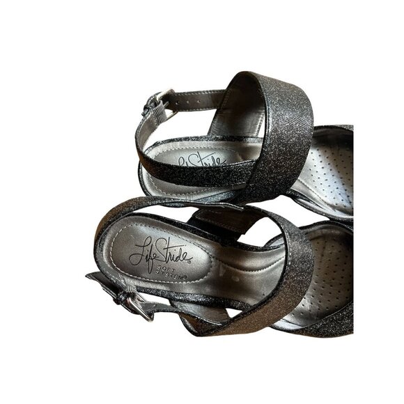 Life Stride Womens Black Glitter Heels Size 7.5 - Picture 6 of 7